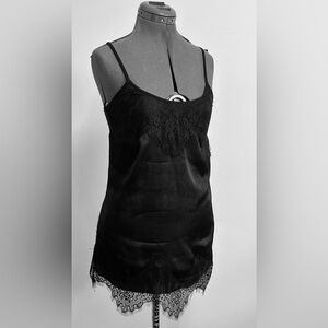 Elegant Black Lace Slip Dress/ Long Blouse